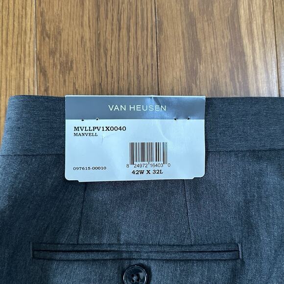 Van Heusen Manvell Men’s Dress Pant Dark Gray Suitable Size 42 X 32 NWT - Picture 5 of 7